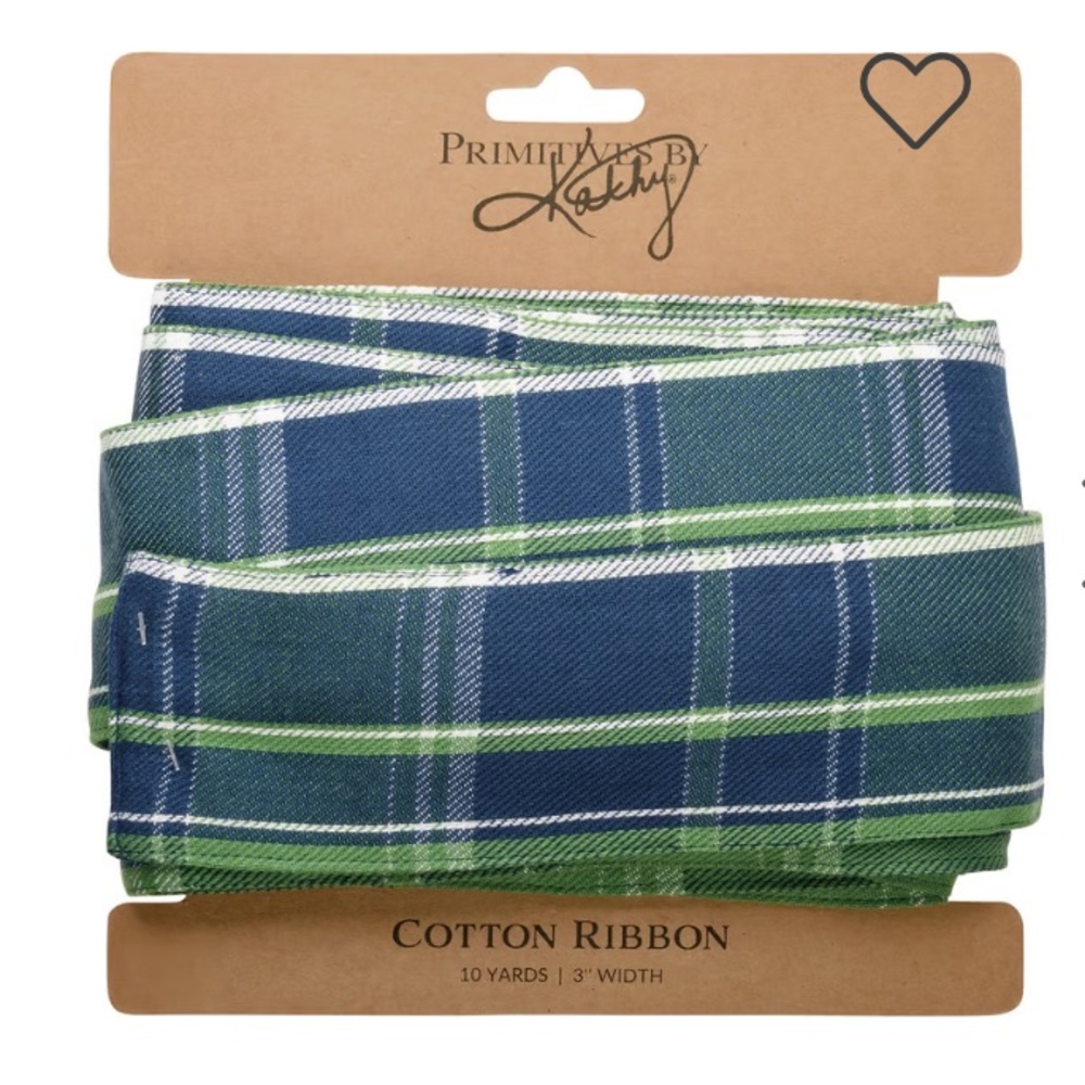 NEW blue green plaid wire ribbon